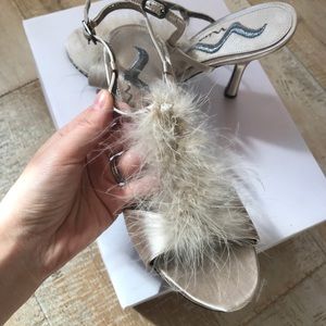 Feathery champagne high heels 6.5